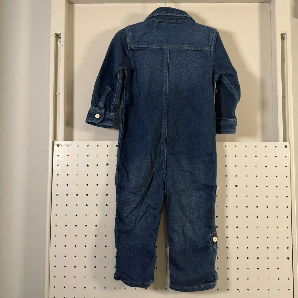 BabyGAP 1969 One-Piece Kids Blue Denim Stretch Long Sleeve Romper - 12-18 Months